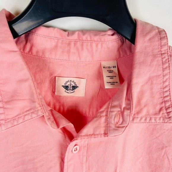 New Dockers Mens Sz XL Cotton Button Up Shirt Long Sleeve Pink NWT - Picture 6 of 9